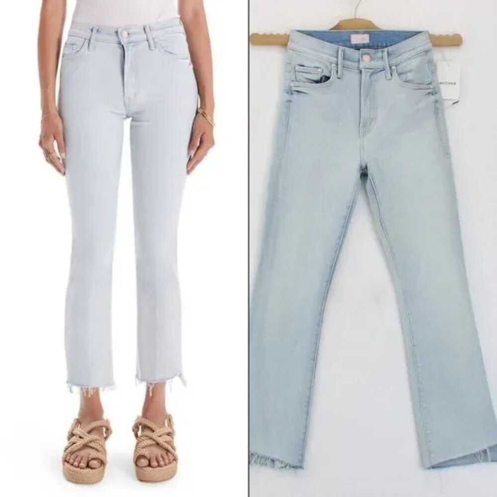 New MOTHER The Insider Crop Step Fray Jeans in Sexico Mexico Light Blue Size 27